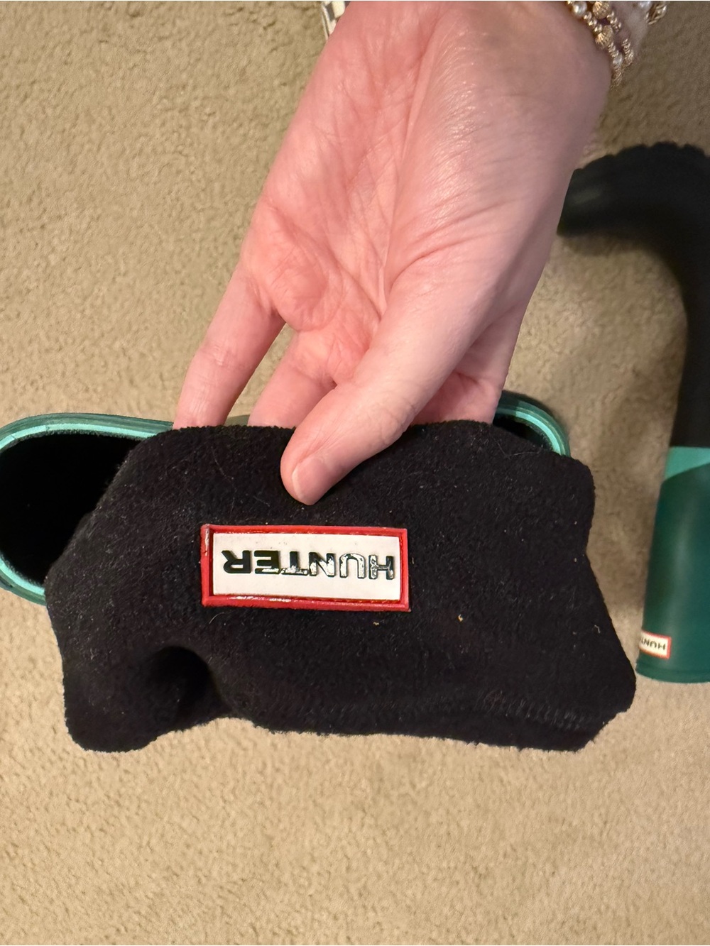 Hunter Tall Colorblock Rain Boots - Black & Teal Trim - Picture 6 of 10